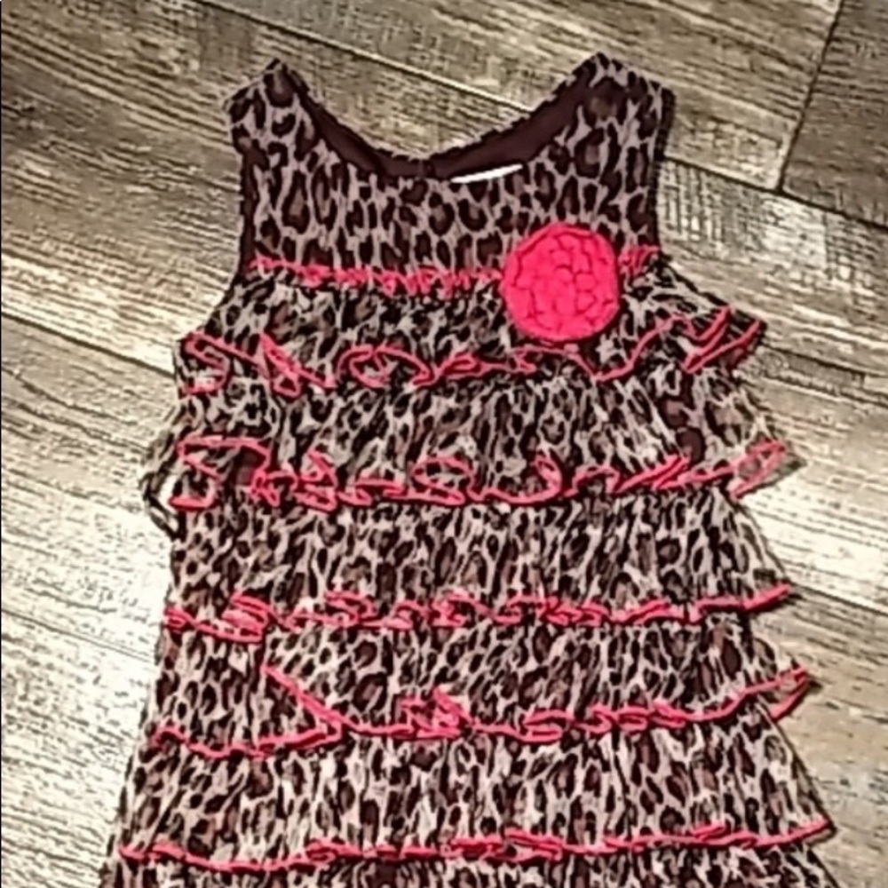 Girls Leopard Print Ruffle Dress